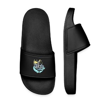 Lighthouse Coast Lake Sea - Kids’ Pool Sliders - black - Front