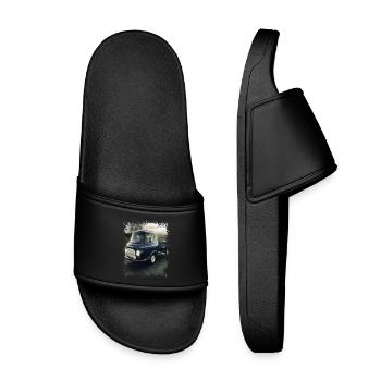 Barkas Flatbed GDR Transporter | Vintage - Kids’ Pool Sliders - black - Front