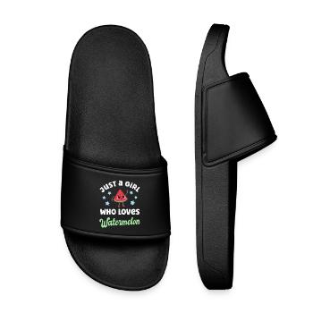 Watermelon Kawaii Melon - Kids’ Pool Sliders - black - Front