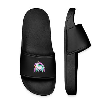sparkling unicorn with rainbow - Kids’ Pool Sliders - black - Front
