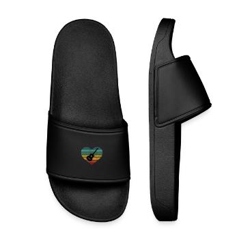 I love guitarists with acoustic guitar - Kids’ Pool Sliders - black - Front