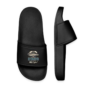 Kitesurfen Kitesurf Kitesurfer Kiteboard Retro Vin - Kinder Badelatschen - Schwarz - Vorne