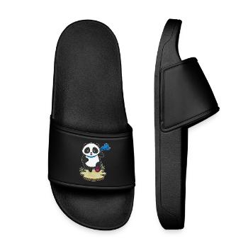 Panda Jogger Joggen Sport - Kinder Badelatschen - Schwarz - Vorne