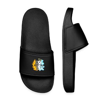 Cat Cat Breed Devon rex - Angel and Devil - Kids’ Pool Sliders - black - Front