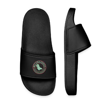 Watermelonsaurus Vegetarian T Rex - Kids’ Pool Sliders - black - Front