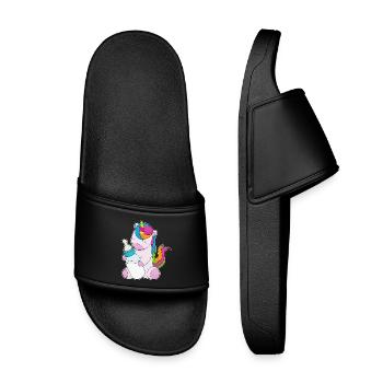 Unicorn Baby Bottle Milk - Kids’ Pool Sliders - black - Front