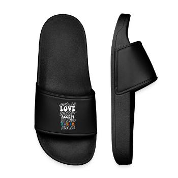 Advocate Love Support Accept Be Kind - Kids’ Pool Sliders - black - Front