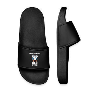 Papa Papa Mer du Nord Meilleur papa Mouette - Claquettes enfant - noir - Devant