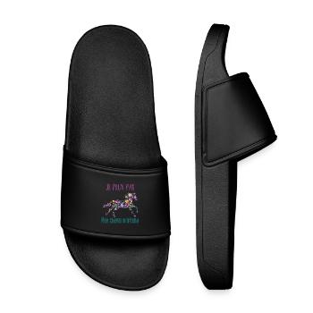 Je peux pas mon cheval m'attend - florale poney - Claquettes enfant - noir - Devant