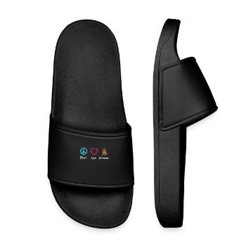 Peace Love Badminton - Claquettes enfant - noir - Devant