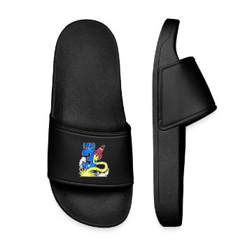 3 Birthday Boy Astronaut Rocket - Three Years - Kids’ Pool Sliders - black - Front