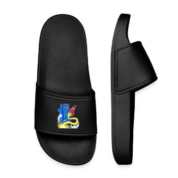 10 Birthday Boy Astronaut Rocket - Ten Years - Kids’ Pool Sliders - black - Front