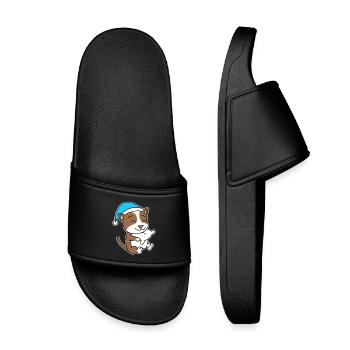Staffordshire Bull Terrier Sleeping Fatigue Dog - Kids’ Pool Sliders - black - Front