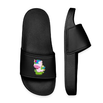 Licorne noeud papillon - Claquettes enfant - noir - Devant
