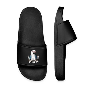 Papagei mit Brille - Kinder Badelatschen - Schwarz - Vorne