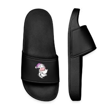 Cow Tired Sleeping Sleeping Girl - Kids’ Pool Sliders - black - Front