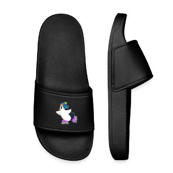 Pinguin Eislaufen Schlittschuhe - Kinder Badelatschen - Schwarz - Vorne