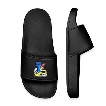 1 Year Birthday Boy Gift - Kids’ Pool Sliders - black - Front