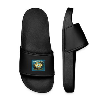 Brothers in the heart with wings and heart lock - Kids’ Pool Sliders - black - Front