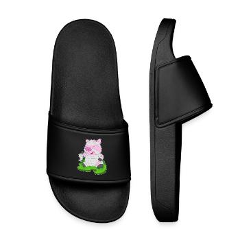 Schwein Halloween Mumie - Kinder Badelatschen - Schwarz - Vorne