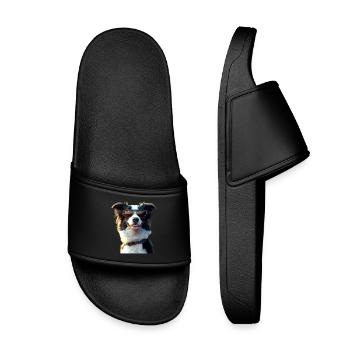 border collie chien amoureux chiot mignons collies - Claquettes enfant - noir - Devant