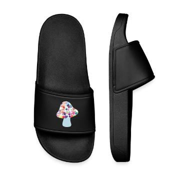 Champignon porte-bonheur d’automne points colorés pour enfants - Claquettes enfant - noir - Devant
