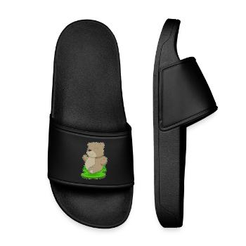 Bär Jogger Joggen Sport - Kinder Badelatschen - Schwarz - Vorne