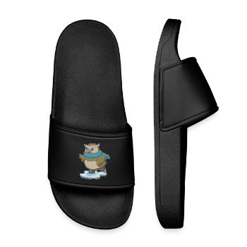 Eule Eislaufen Schlittschuhe - Kinder Badelatschen - Schwarz - Vorne