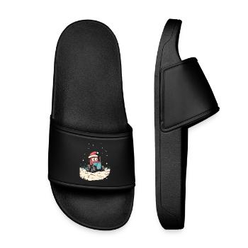 Agriculteur Tracteur de Noël Chapeau de Noël Agriculteur - Claquettes enfant - noir - Devant