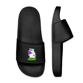 Unicorn Volleyball Player Volleyball - Kids’ Pool Sliders - black - Front