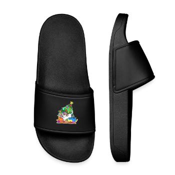 Chien Arbre de Noël Drôle Noël - Claquettes enfant - noir - Devant