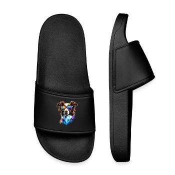Border Collie Dog Lover Puppy Cute Collies - Kids’ Pool Sliders - black - Front