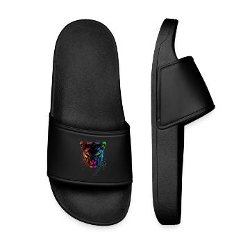 Panther Leopard Big Cat Cute Big Cat Panter - Kids’ Pool Sliders - black - Front