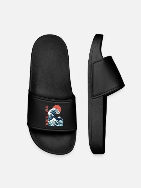 La grosse vague au large de Kanagawa - Claquettes enfant - noir