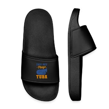 Ce garçon joue du tuba - Claquettes enfant - noir - Devant