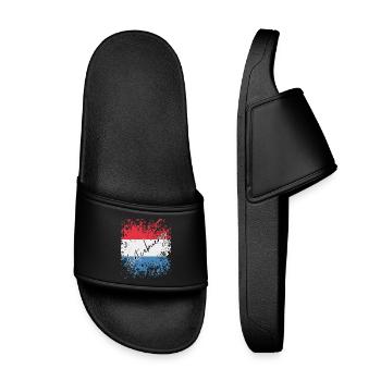 Luxemburger Grunge-Flagge, ich liebe Luxemburg - Kinder Badelatschen - Schwarz - Vorne