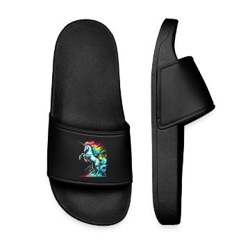 Vibrant néon licorne tolérance illustration - Claquettes enfant - noir - Devant