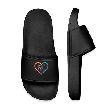 Motif de cœur de hibou arc-en-ciel - Claquettes enfant - noir - Devant