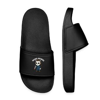 Michael Meowers Spooky Halloween Cat Parody - Kids’ Pool Sliders - black - Front