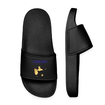Guadeloupe West Indies Golden Map T-shirt - Kids’ Pool Sliders - black - Front