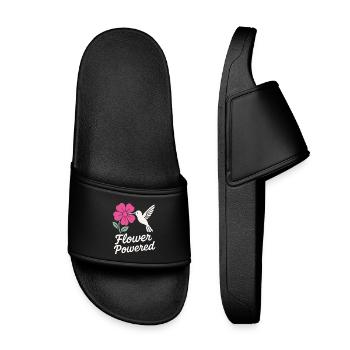 Funny Hummingbird Mem Winziger Vogel Big Energy - Kinder Badelatschen - Schwarz - Vorne