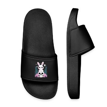 Kawaii Pastel Goth Hase - Kinder Badelatschen - Schwarz - Vorne