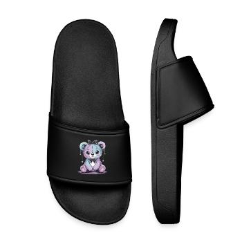 Kawaii Pastel Goth Patched Bear - Claquettes enfant - noir - Devant