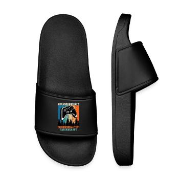 Soon Dad ACHIEVEMENT UNLOCKED Retro - Kids’ Pool Sliders - black - Front
