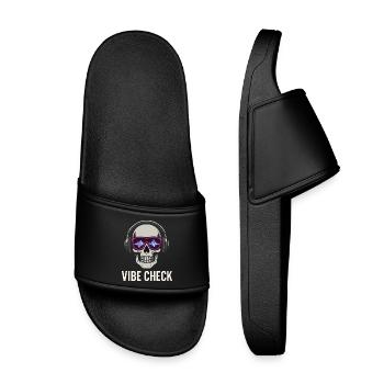 Crâne Neon Vibe Check – Skull Edition - Kinder Badelatschen - Schwarz - Vorne