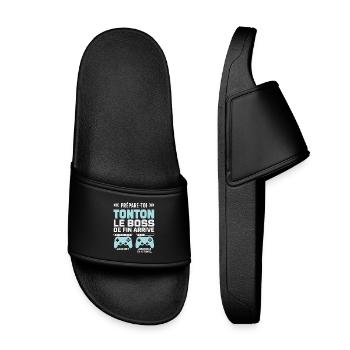 Original Geek Onkel Geschenk Baby Ankündigung - Kinder Badelatschen - Schwarz - Vorne