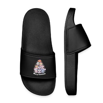 Sapin de Noël animal – Animaux de Noël mignons - Claquettes enfant - noir - Devant