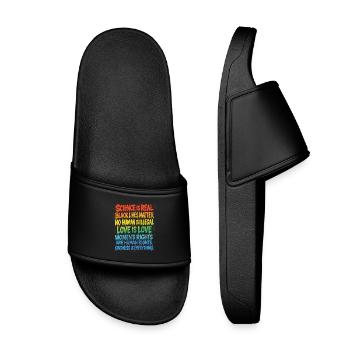 Rainbow Statement – Human Rights Pride - Kids’ Pool Sliders - black - Front
