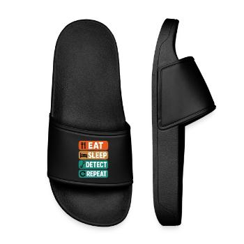 Eat Sleep Detect Repeat Metal Detecting Fun - Kids’ Pool Sliders - black - Front