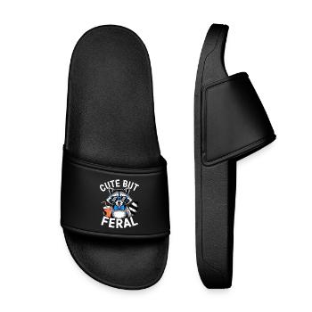 Cute but Feral Raccoon - Kids’ Pool Sliders - black - Front